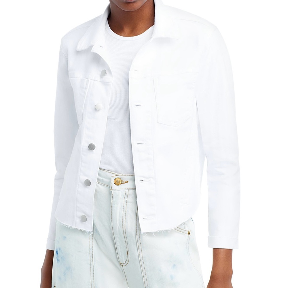 L'AGENCE Janelle White Jean Jacket Tailored Cropped Design Medium